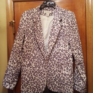Rachel Zoe Purple Leopard Print Blazer
